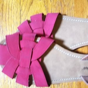 Montego Bay Club sandals, 7.5, red & tan/brown